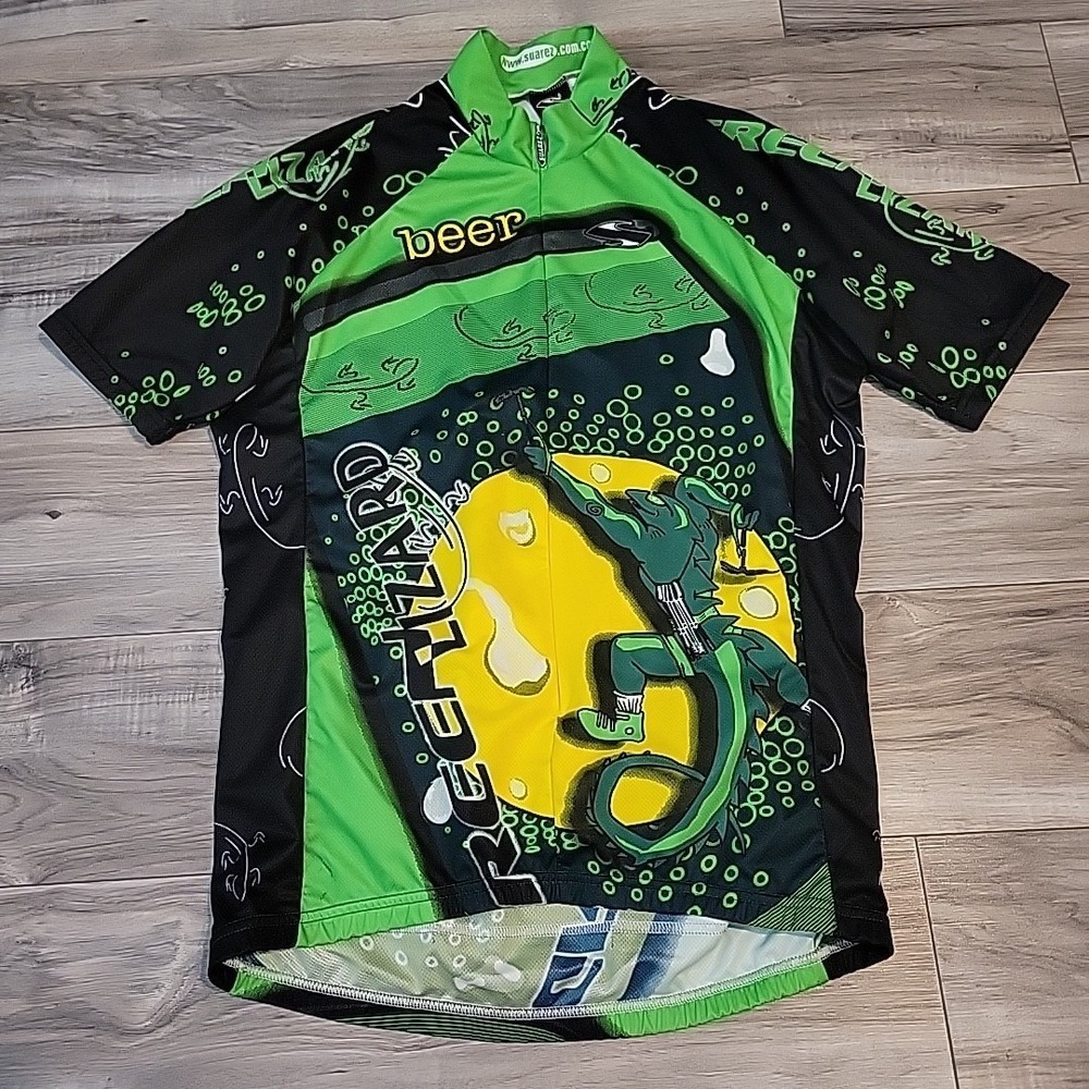 Suarez Green Beer Large Cycling Jersey Quarter Zip Graphic AOP Pockets